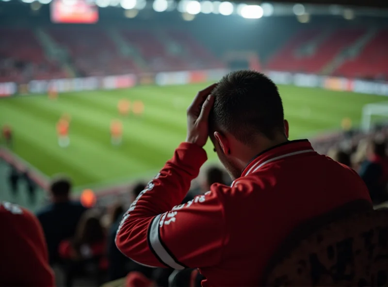 A disappointed Southampton fan looking dejected in the stands.