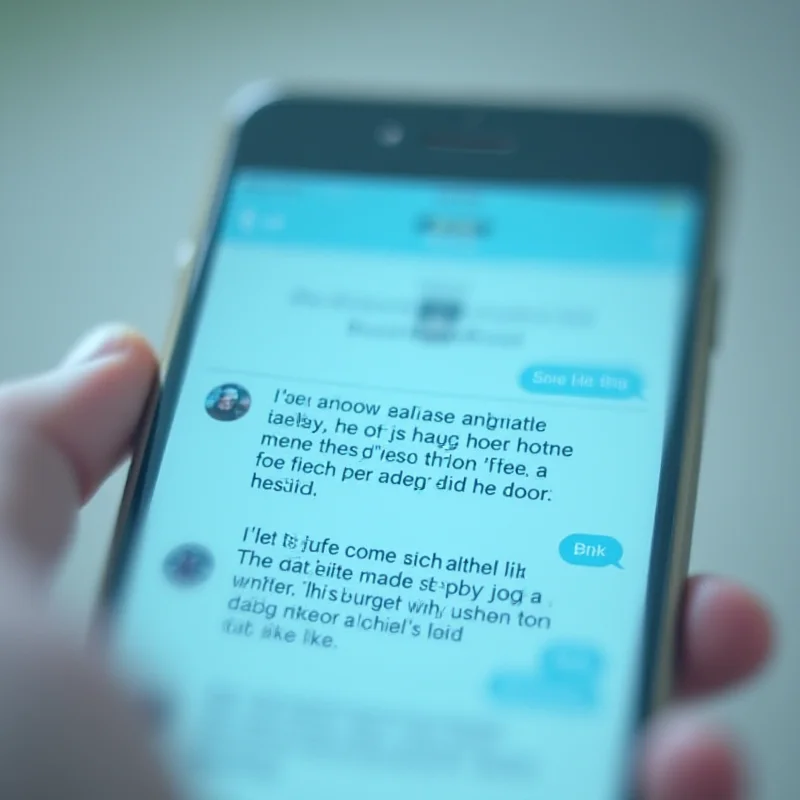 Close-up of a mobile phone displaying a text message conversation related to mental health support.