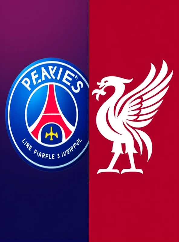 A split image showing the logos of PSG and Liverpool, emphasizing their upcoming Champions League match.