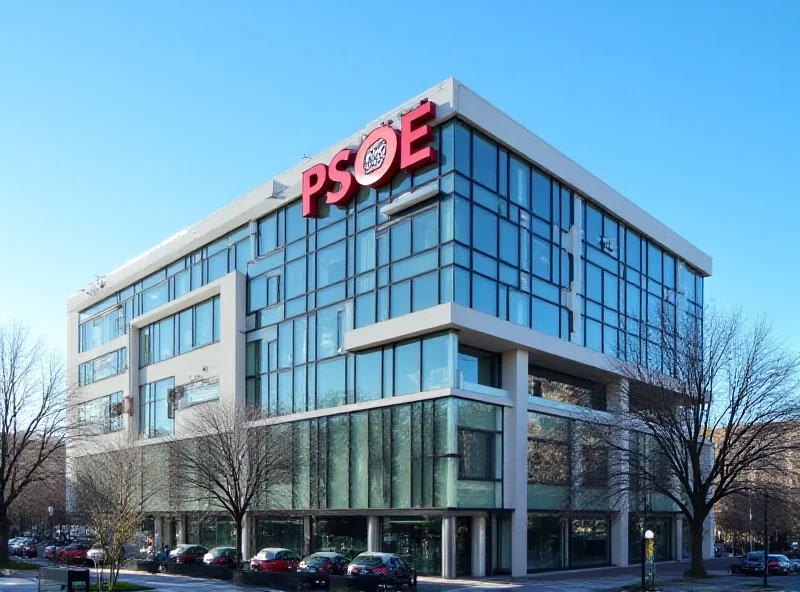 Exterior of the Socialist Workers' Party (PSOE) headquarters in Madrid, Spain.