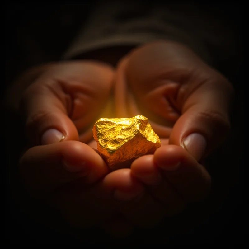 Image of a hand holding a gold nugget.