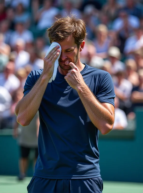 Jiří Lehečka on the tennis court, looking disappointed after losing a point