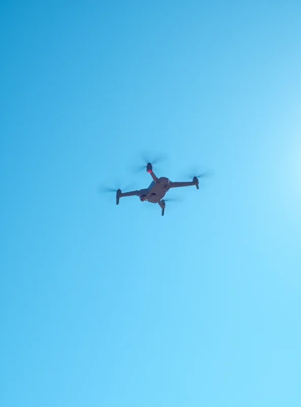 A high-tech drone flying in the sky, used to determine the start of Ramadan.