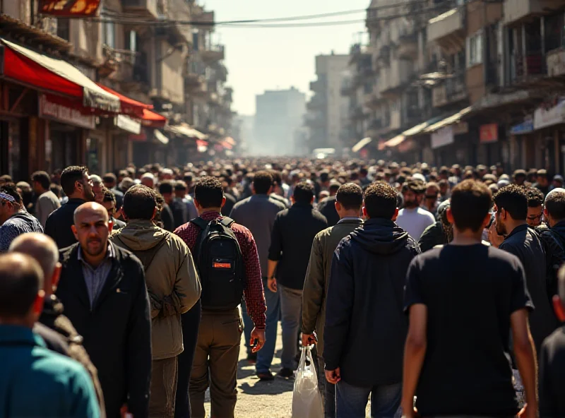 A crowded Gaza street scene during Ramadan.