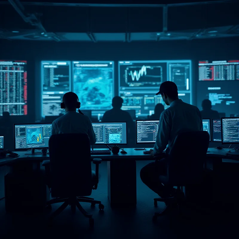 A diverse team of cybersecurity professionals working together in a modern security operations center.