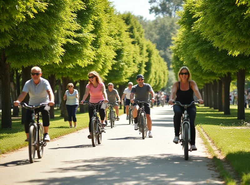 People cycling in Casa de Campo, Madrid