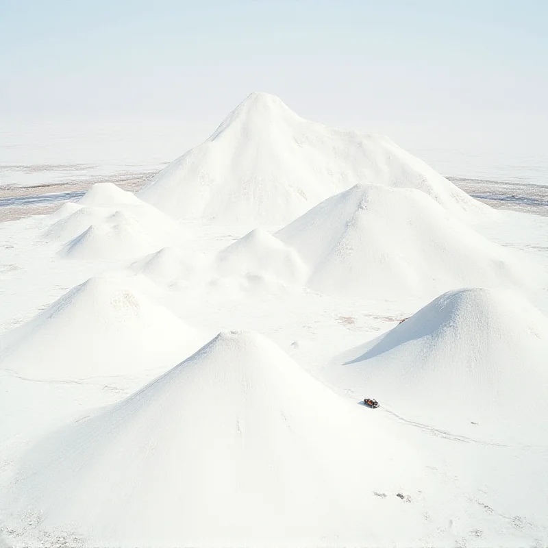 Salt piles at the Guvlyduz enterprise in Turkmenistan