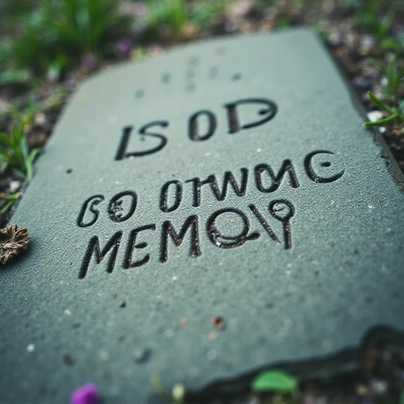 Close-up photograph of a weathered memorial stone with the inscription 'In Loving Memory' etched into the surface.