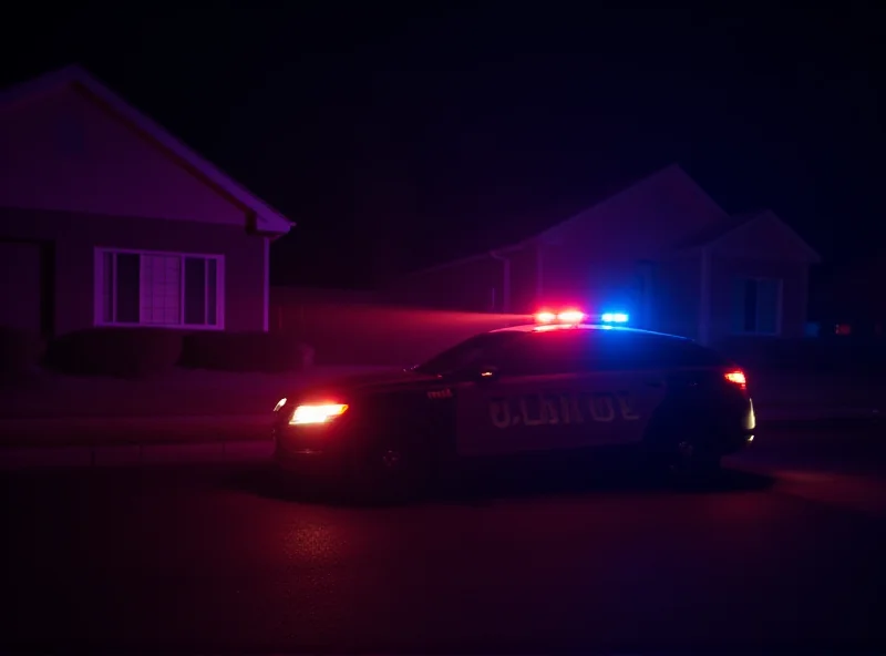 Police car at night with flashing lights