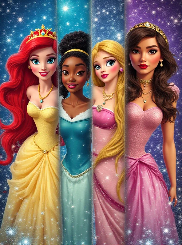 A collage of various Disney characters, including princesses like Cinderella and Ariel, and non-princess characters like Kida and Jane.