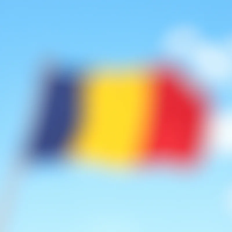 Image of the Romanian flag waving in the wind