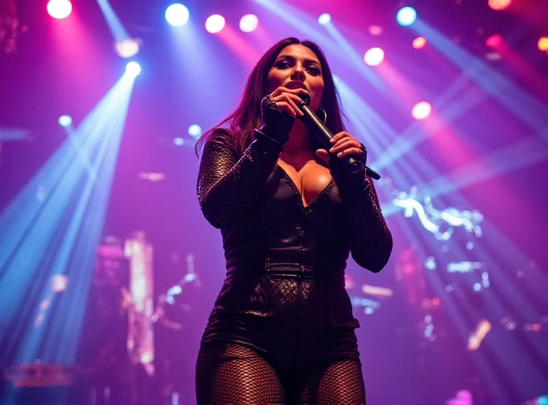 Rosalía performing on stage with a microphone