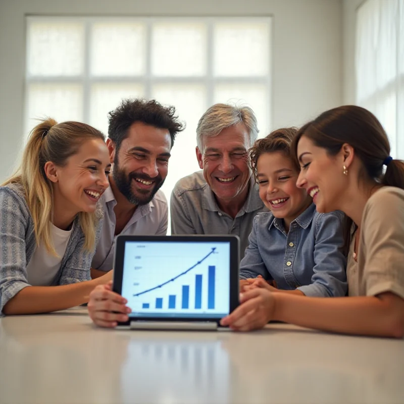 Family happily planning their financial future together.