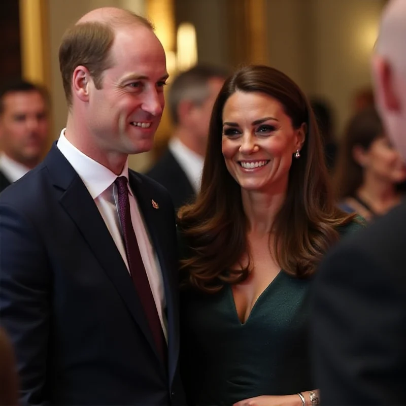 Prince William and Kate Middleton smiling at a royal event