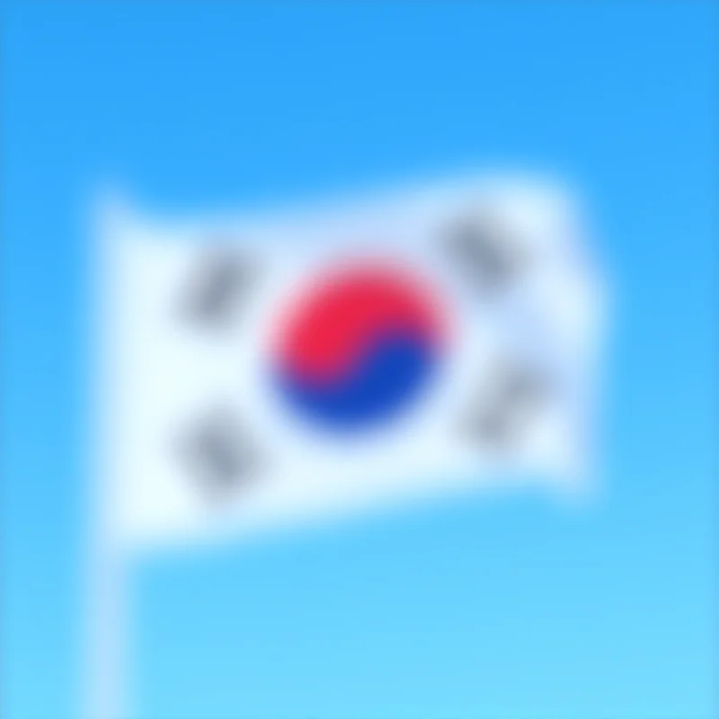 A South Korean flag waving in the wind, symbolizing the country's resilience and determination to overcome challenges.