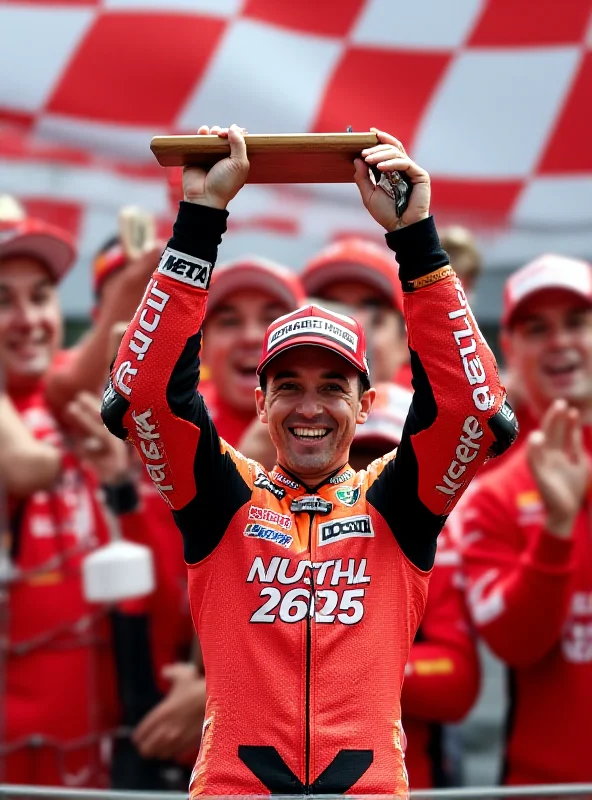 Marc Marquez celebrating his victory at the Thailand Grand Prix, showcasing his joy and the Ducati team's success.