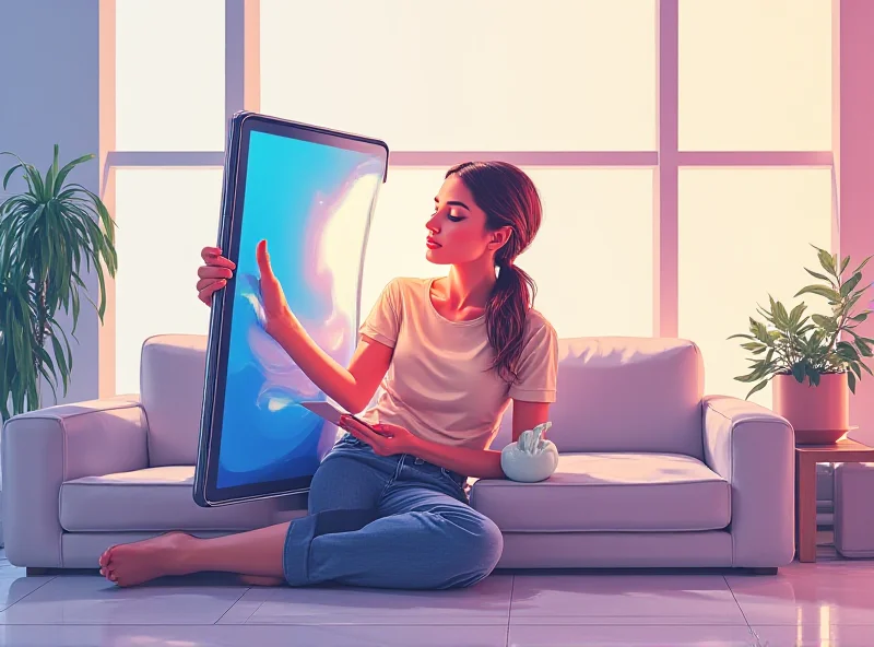 Illustration of a person holding a large-screen Samsung Galaxy Tab S10 FE tablet, showcasing its size relative to their hands.