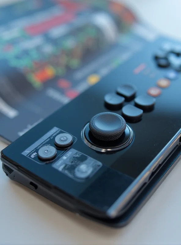 Close-up of the Samsung Flex Gaming handheld, showcasing its foldable design and ergonomic controls.