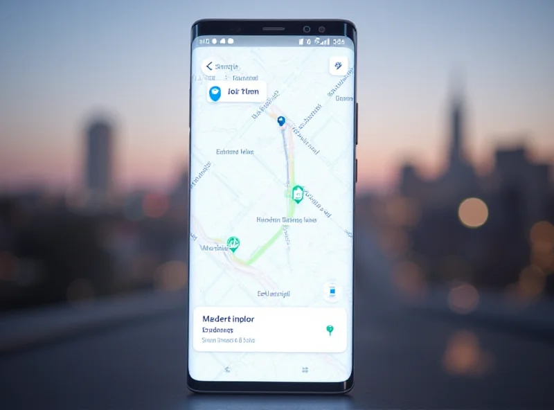 Samsung phone lock screen displaying Google Maps navigation information within the Now Bar.