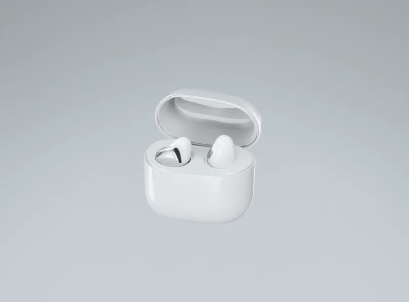 Close up image of Samsung wireless earbuds, showcasing sleek design and advanced technology.