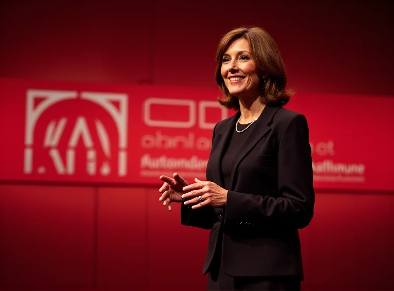 Ana Botín addressing a crowd during a Santander event.