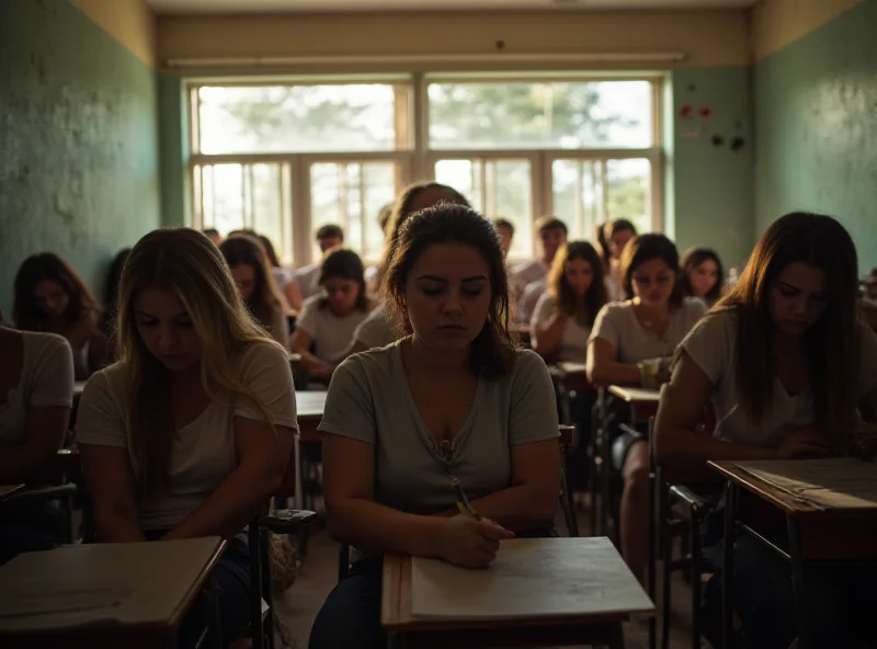 Students sweltering in a hot classroom in São Paulo, Brazil