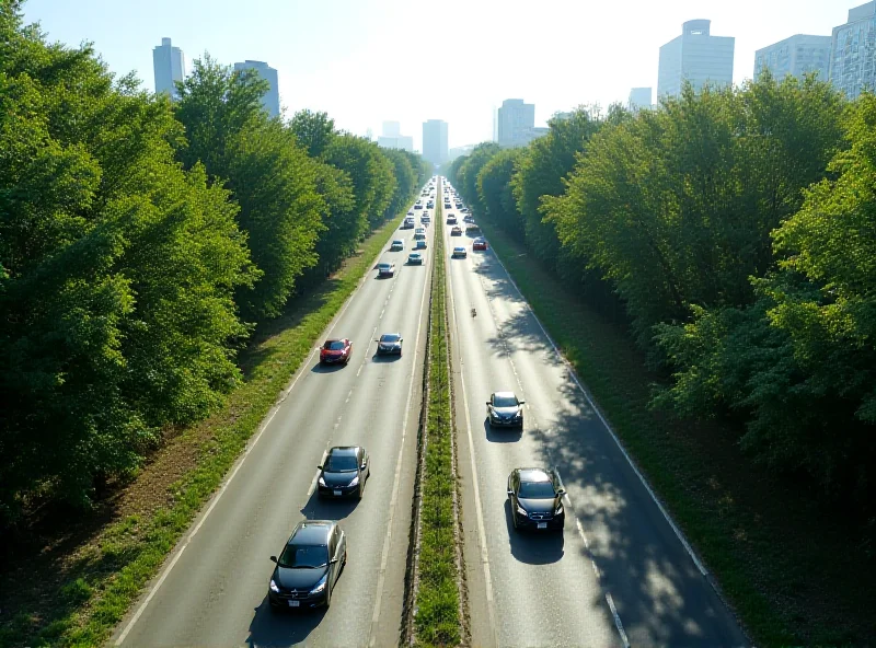 Aerial view of a highway leading into São Paulo with moderate traffic during the day.