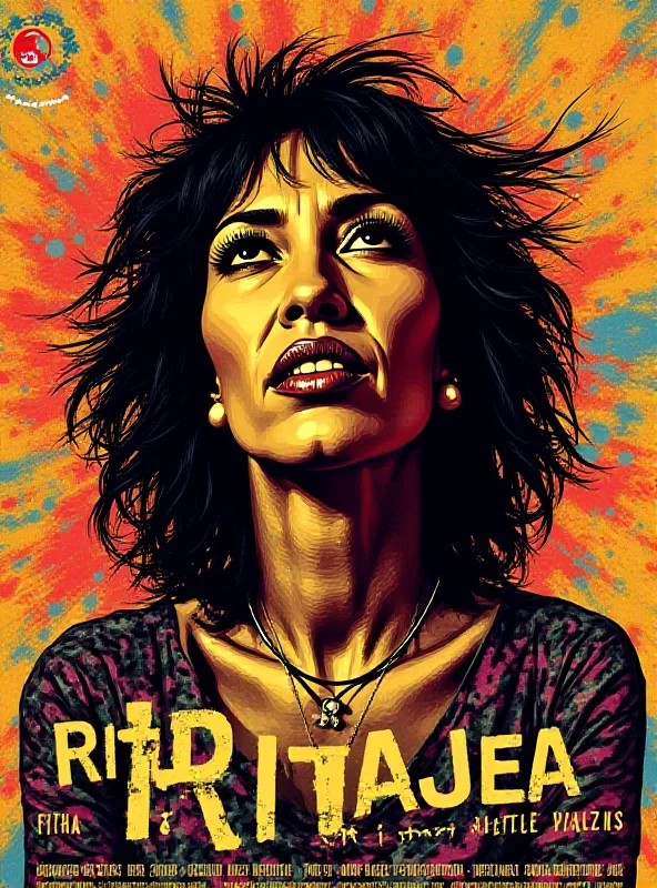 A poster for the documentary 'Ritas', featuring a vibrant portrait of Rita Lee.