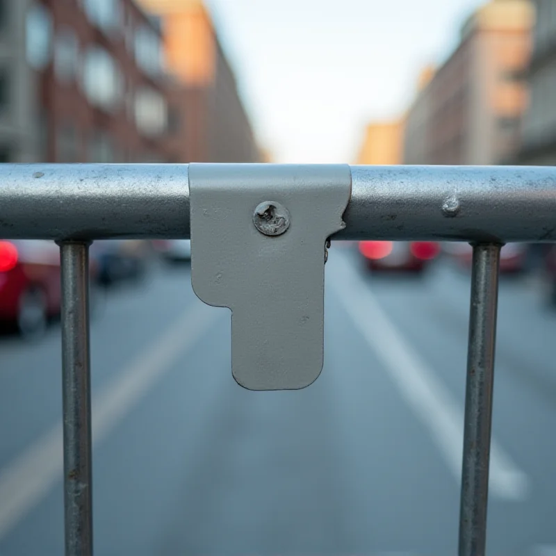 A steel anti-ramming barrier, possibly an Archer barrier, shown in its deployed state.