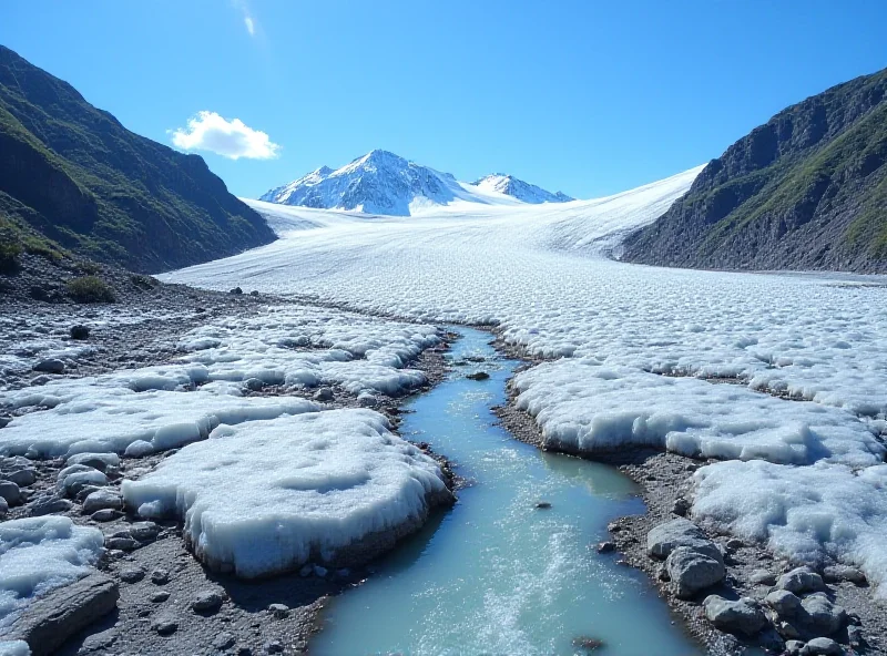 A receding glacier in the Sierra Nevada del Cocuy, Colombia, with exposed rock and melting ice.