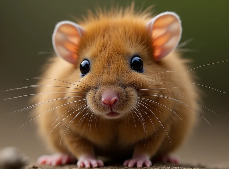 Close-up of a mouse with thick, woolly hair resembling that of a mammoth.