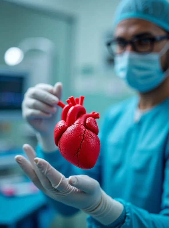 A doctor examining a 3D printed model of a patient's heart.