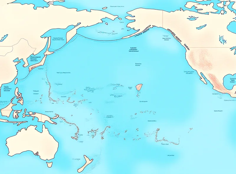 Illustration of Atlantic ocean currents, showing warm water moving north and cold water moving south.