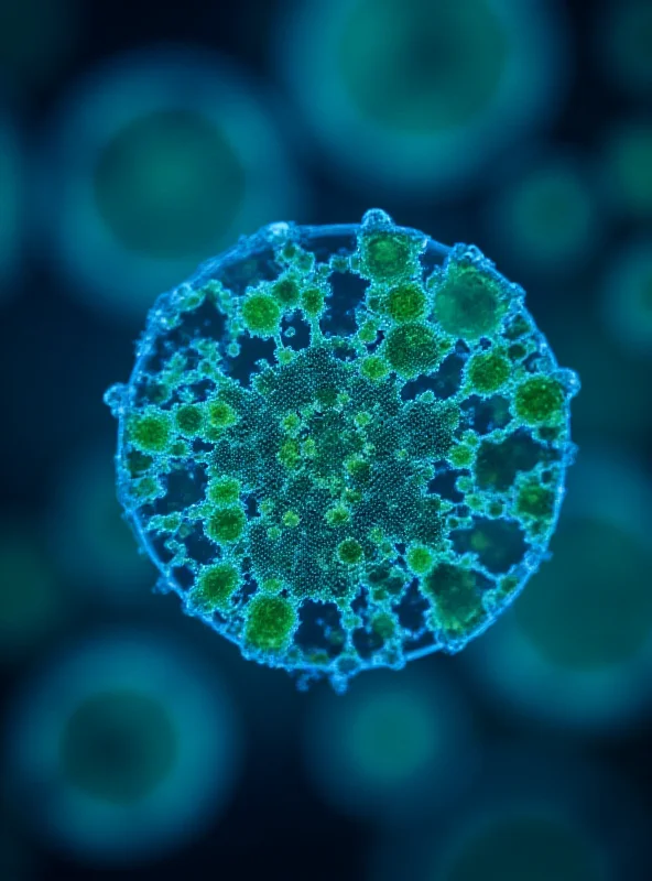 Close-up microscopic view of Synechococcus elongatus, a blue-green alga known as Chonkus, showing its cellular structure and highlighting its role in absorbing carbon dioxide.