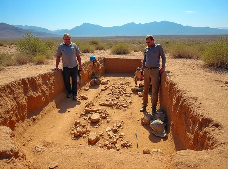 Archaeological dig site in Ecuador with researchers carefully excavating the burial site of a pregnant woman.