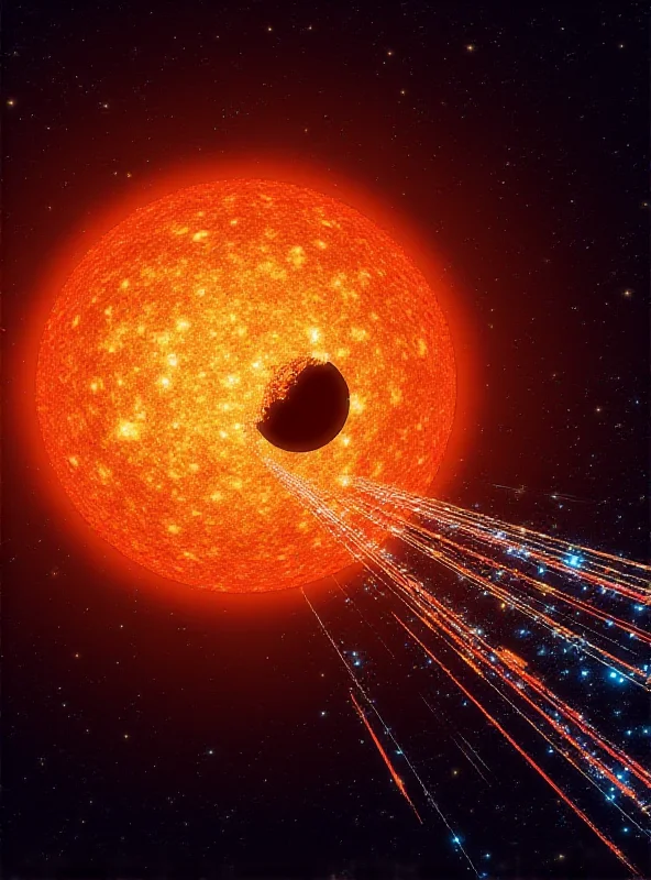 Illustration of a coronal hole on the sun releasing solar wind towards earth.