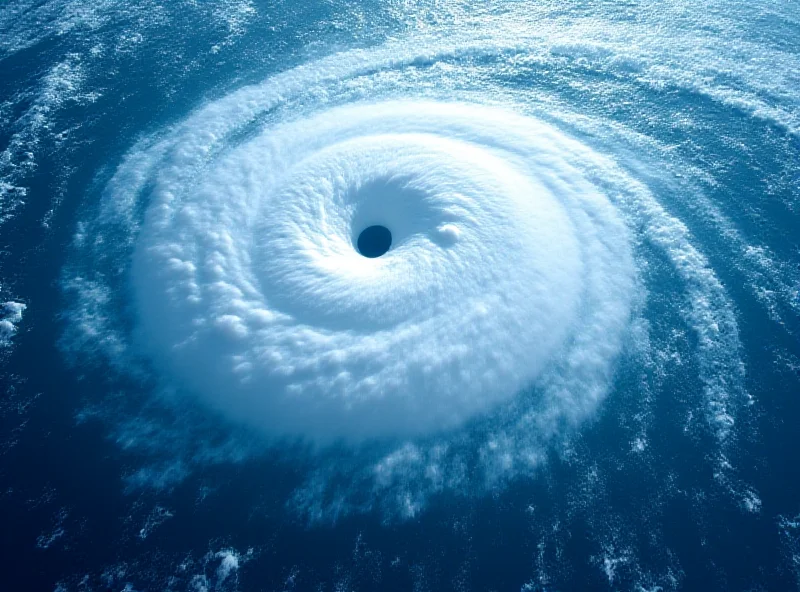 Satellite image of a large hurricane over the ocean.