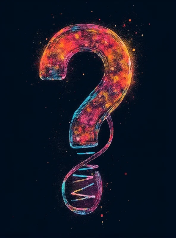 Abstract DNA helix illustration with a question mark superimposed, symbolizing the complexities of genetic paternity testing.