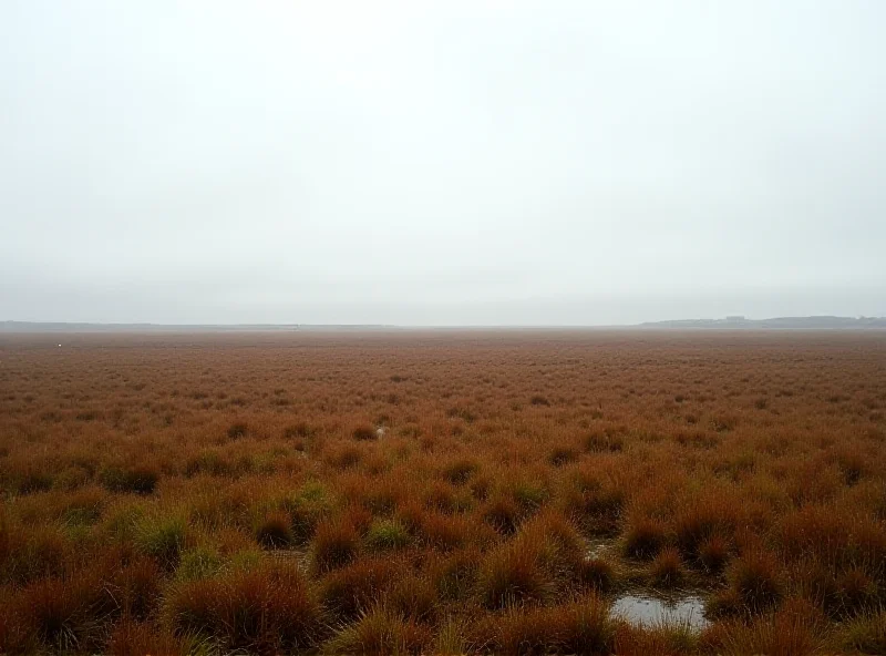 A wide, open landscape of a Scottish peat bog, showing brown and green vegetation under a vast sky.