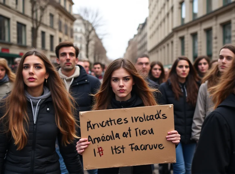 Students protesting in Serbia with banners and signs.