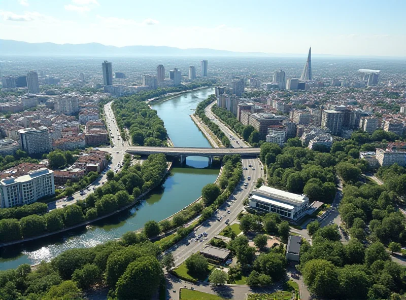 Aerial view of the Belgrade city center