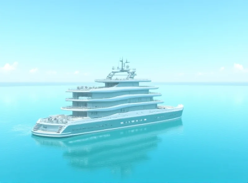 A luxury yacht, the 'Bayesian', is shown floating on calm, turquoise waters near the Sicilian coast. The yacht is sleek and modern, with multiple decks and a spacious sun deck. The weather is sunny, and the sky is clear blue. The image conveys wealth, luxury, and leisure.