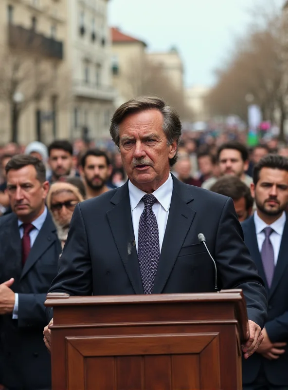 A photo of Roberto Lagalla, the mayor of Palermo, addressing a crowd at a rally. He stands at a podium, wearing a suit and tie, and speaks with passion and conviction. The crowd is diverse, with people of all ages and backgrounds listening attentively. The image conveys a sense of leadership, determination, and civic engagement.