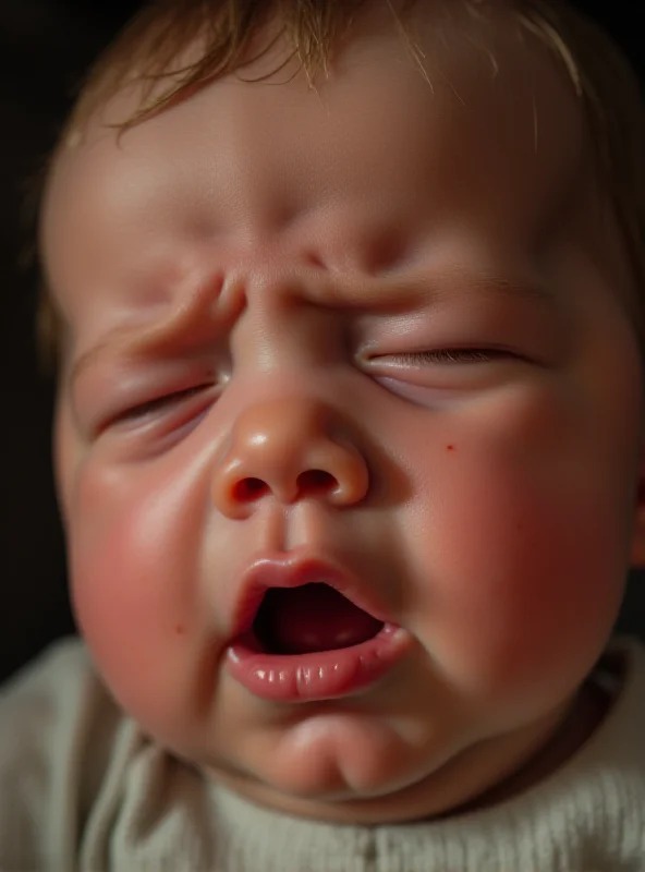 Image of a baby's face expressing pain and suffering.