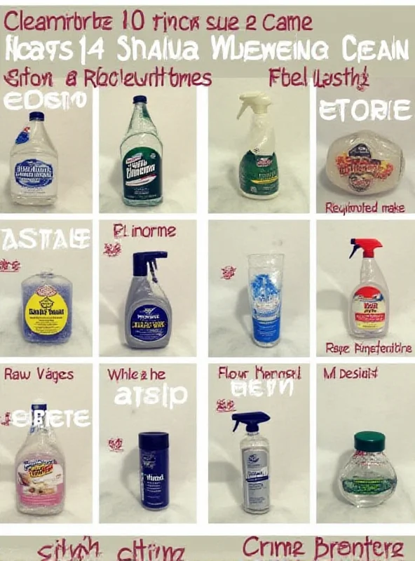 Collage of various cleaning products with before and after photos demonstrating their effectiveness.