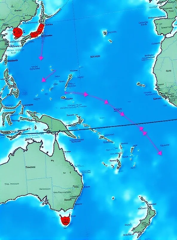 A map showing the locations of the six cyclones in the Southern Hemisphere.