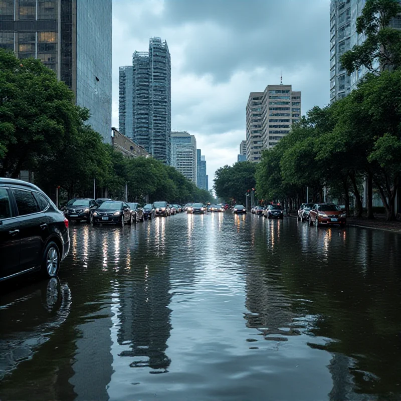 A flooded street in Brisbane after heavy rainfall from Cyclone Alfred.