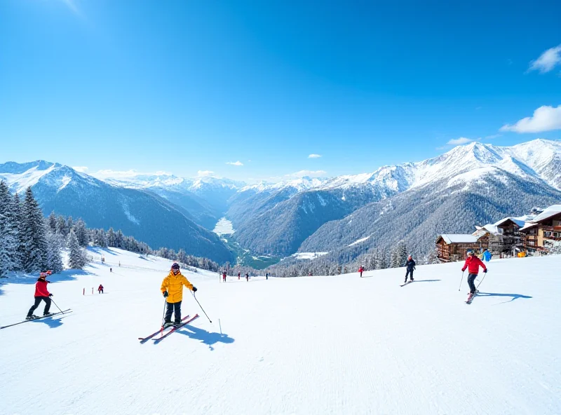 Ski resort in Austria with skiers on the slopes