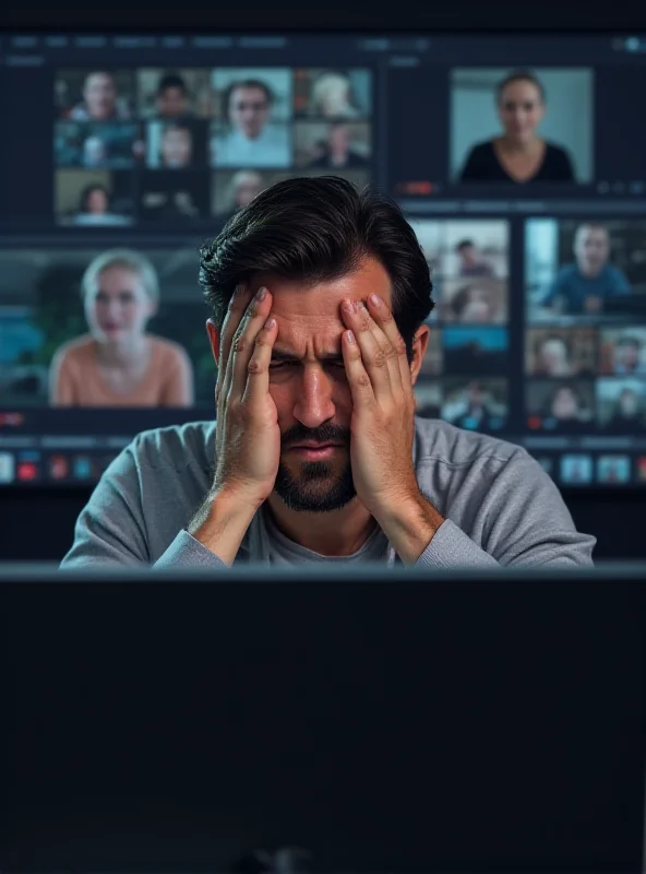 A person looking stressed about a Microsoft Teams meeting on their computer