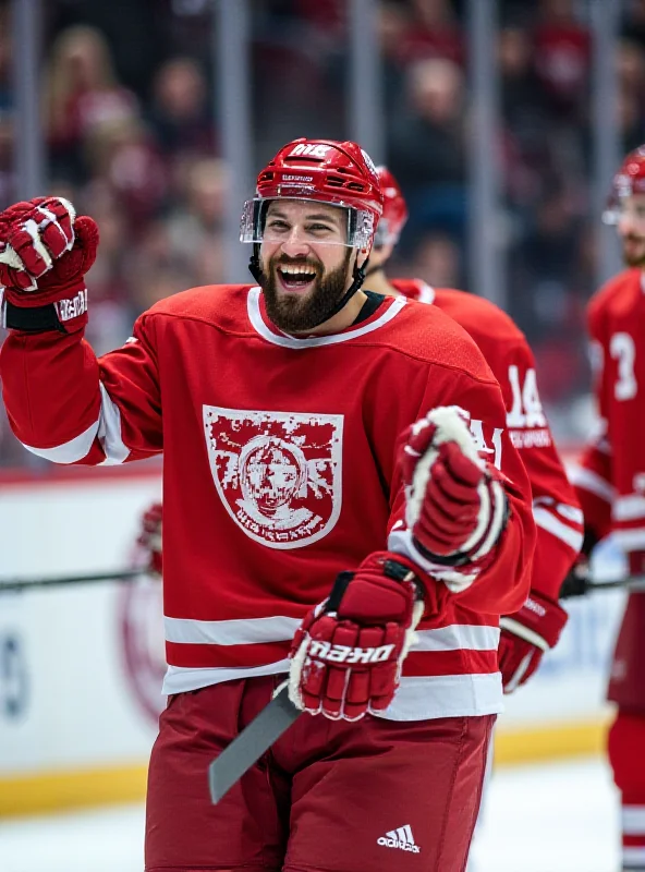 Erik Černák celebrating a play with his teammates.